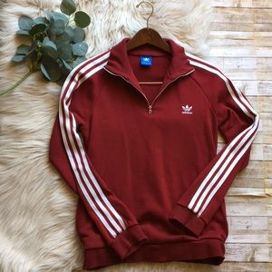 Burgundy ADIDAS Half Zip Sweatshirt BP9519